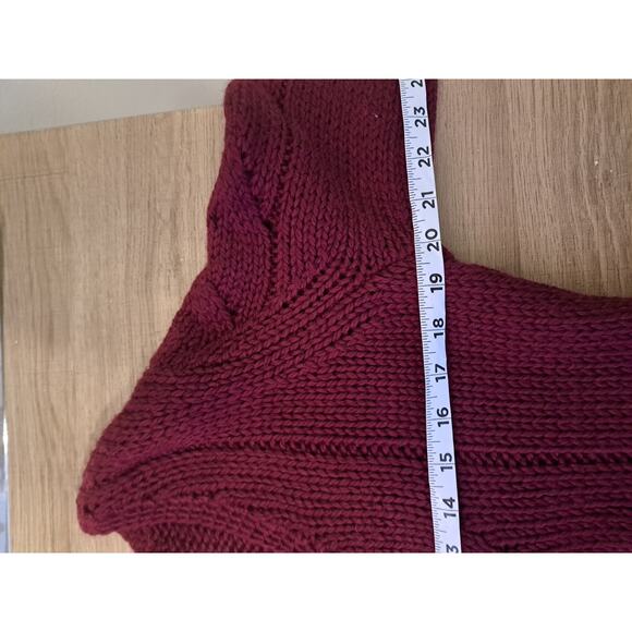 J. Jill V Neck Cable Knit Sweater Alpaca Wool  Blend Size S P Red - Picture 6 of 7